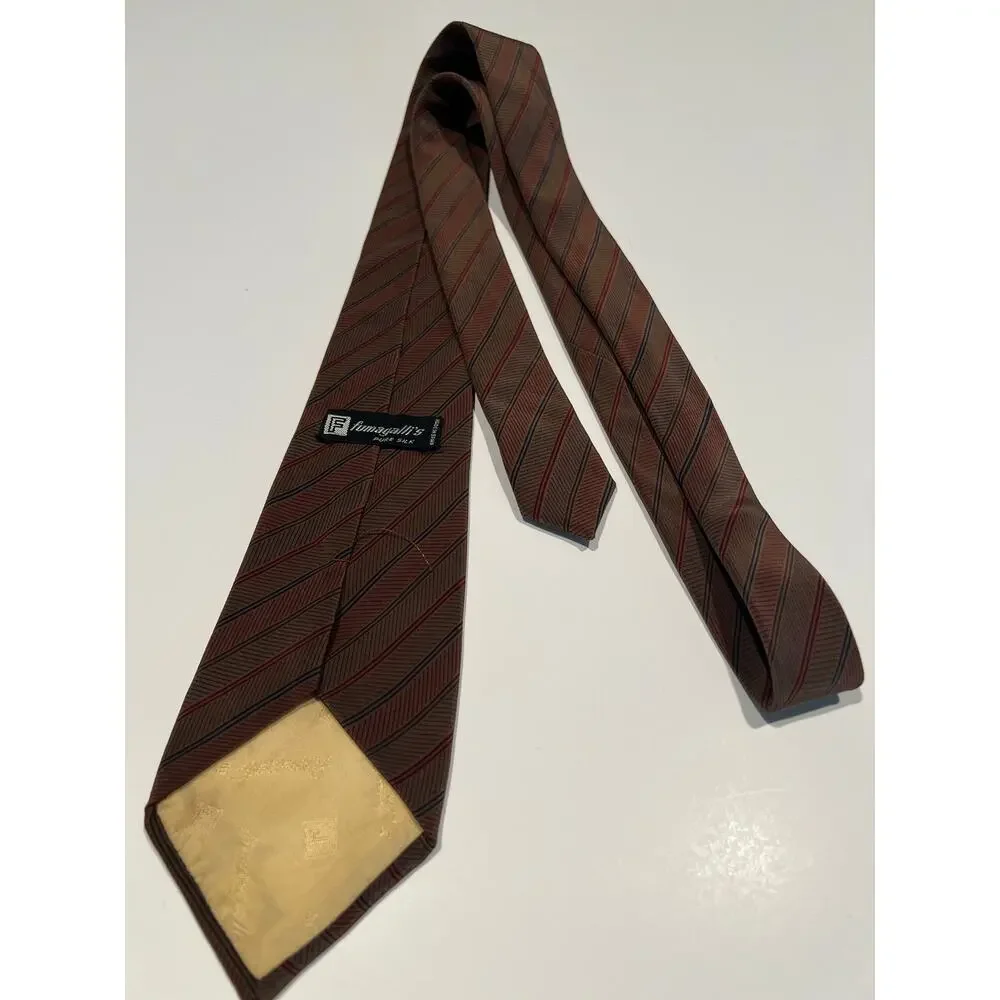 Vintage Fumagalli's Men's Silk Necktie Made in Spain Brown Red Blue JL